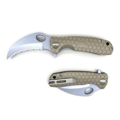 Honey Badger Small Tan Serrated Claw Knife