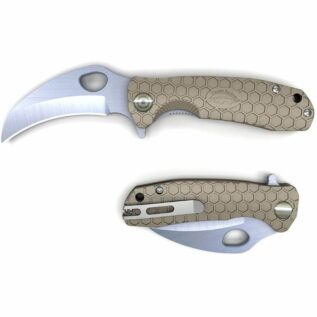 Honey Badger Claw D2 Plain Folding Knife - Tan/Medium
