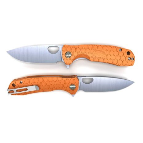 Honey Badger Flipper Plain Folding Knife - Orange/Small